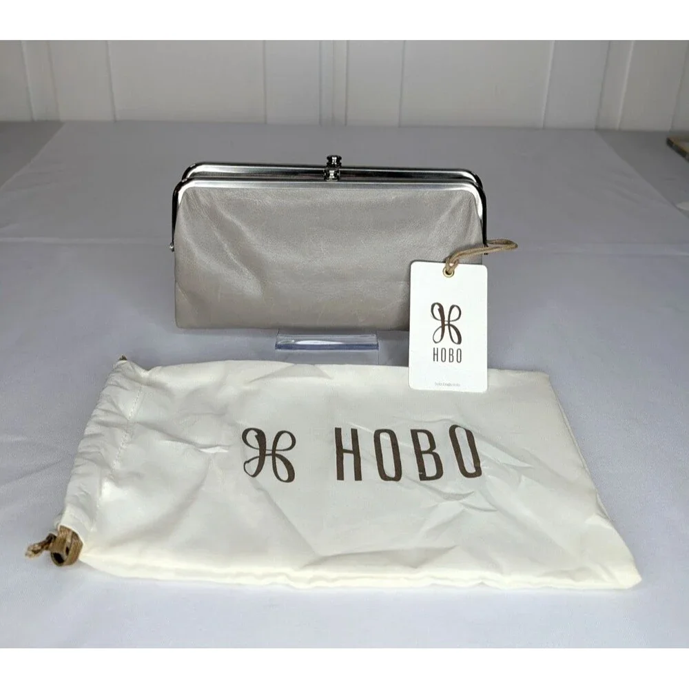 Hobo Lauren Double-Frame Leather Vintage Style Wallet - Driftwood, NWT